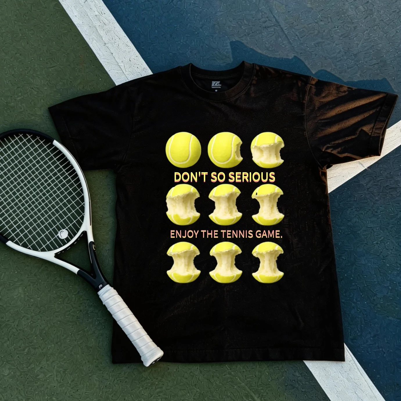 Loose Fit Pure Cotton Short Sleeve T-Shirt Fitness Tennis Fun Couples Casual Breathable Print Youth Popular Spring Summer