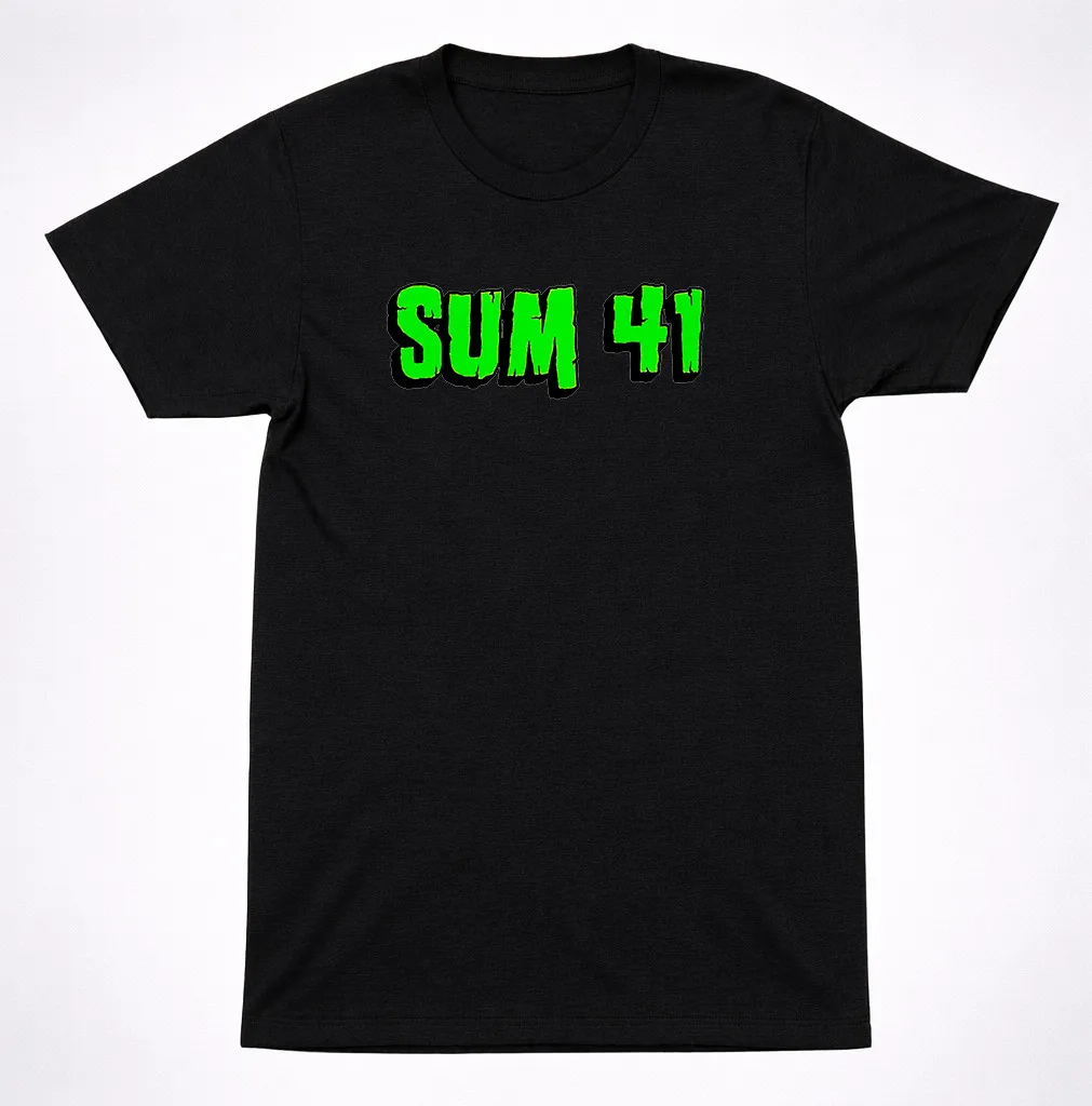 Sum 41 Sum41 Zombie Green Text Logo TShirt Black Neon Punk Rock Band Tee
