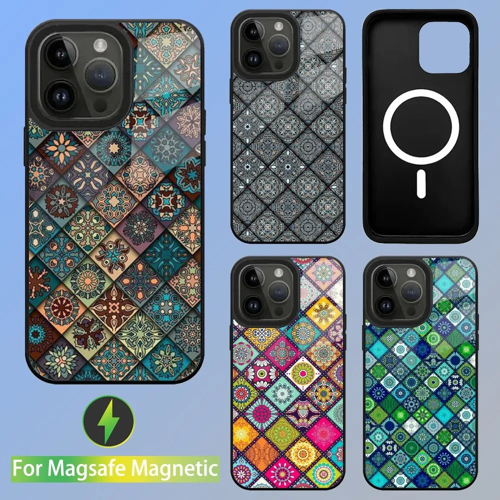 

Colorful pattern mandala ottoman Phone Case For iPhone 15,14,13,12,11,Plus,Pro,Max Mini Magsafe Magnetic Wireless Charging