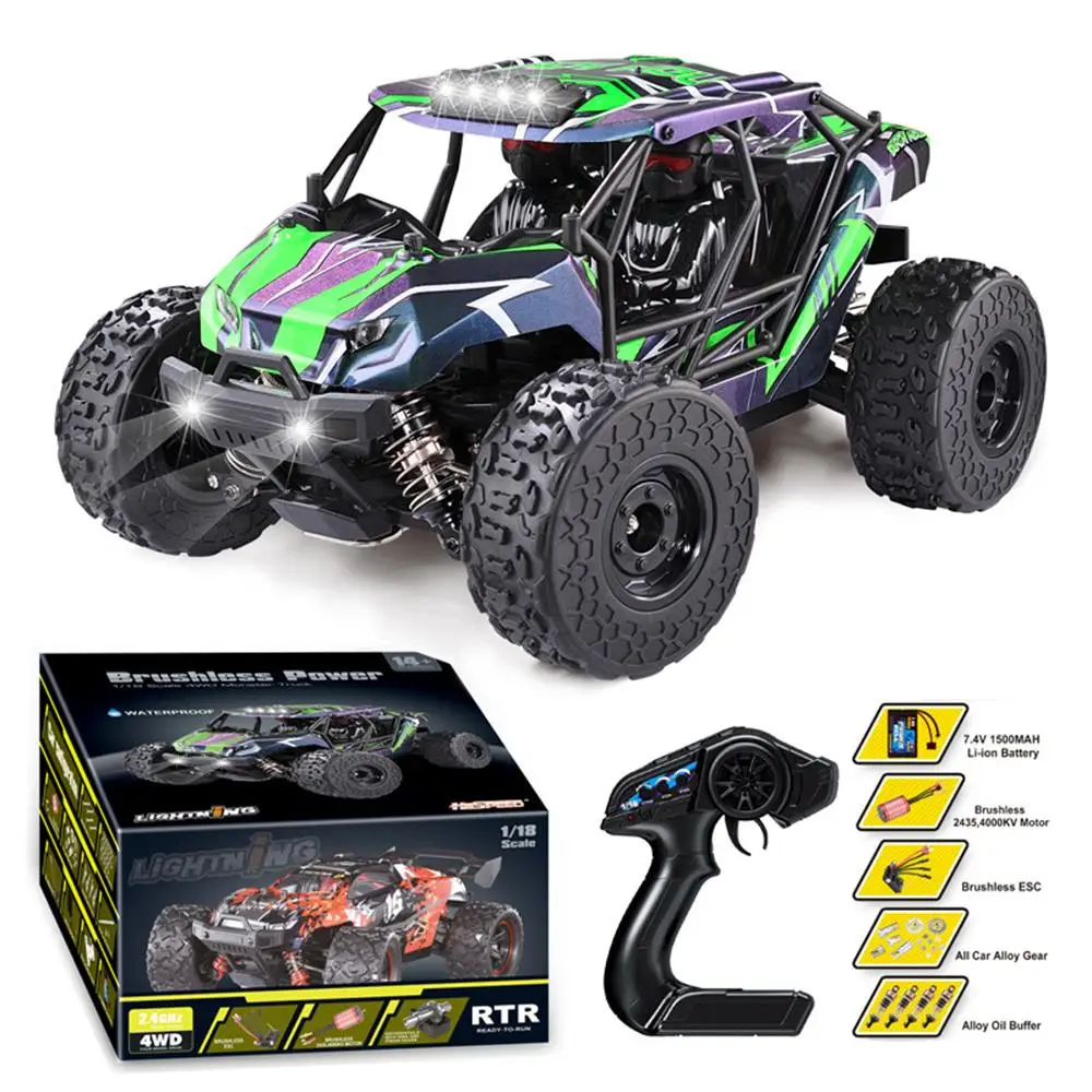 

HS 18431/18432 Brushless RTR 1/18 2.4G 4WD 52km/h RC Car Full Proportional LED Light Off-Road Monster Truck Vehicles Models Toys