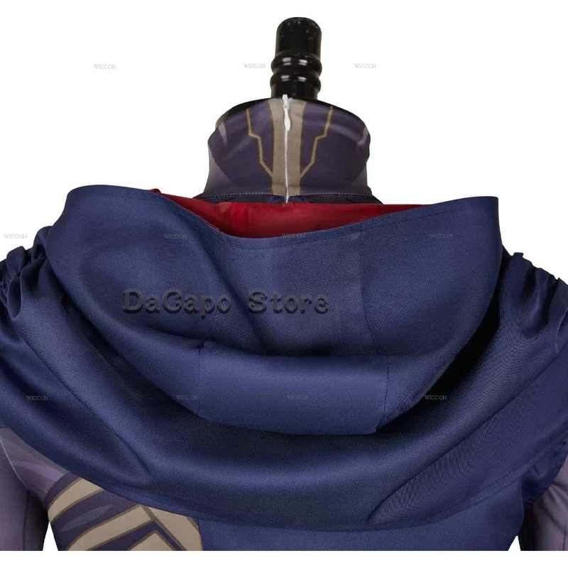 QQ8 TV Arcane S2 Viktor 코스프레 의상 후드 로브 네이비 슈트 가발 Hextech 복장 Mens 할로윈 카니발 파티 변장 Clo5Lk₩