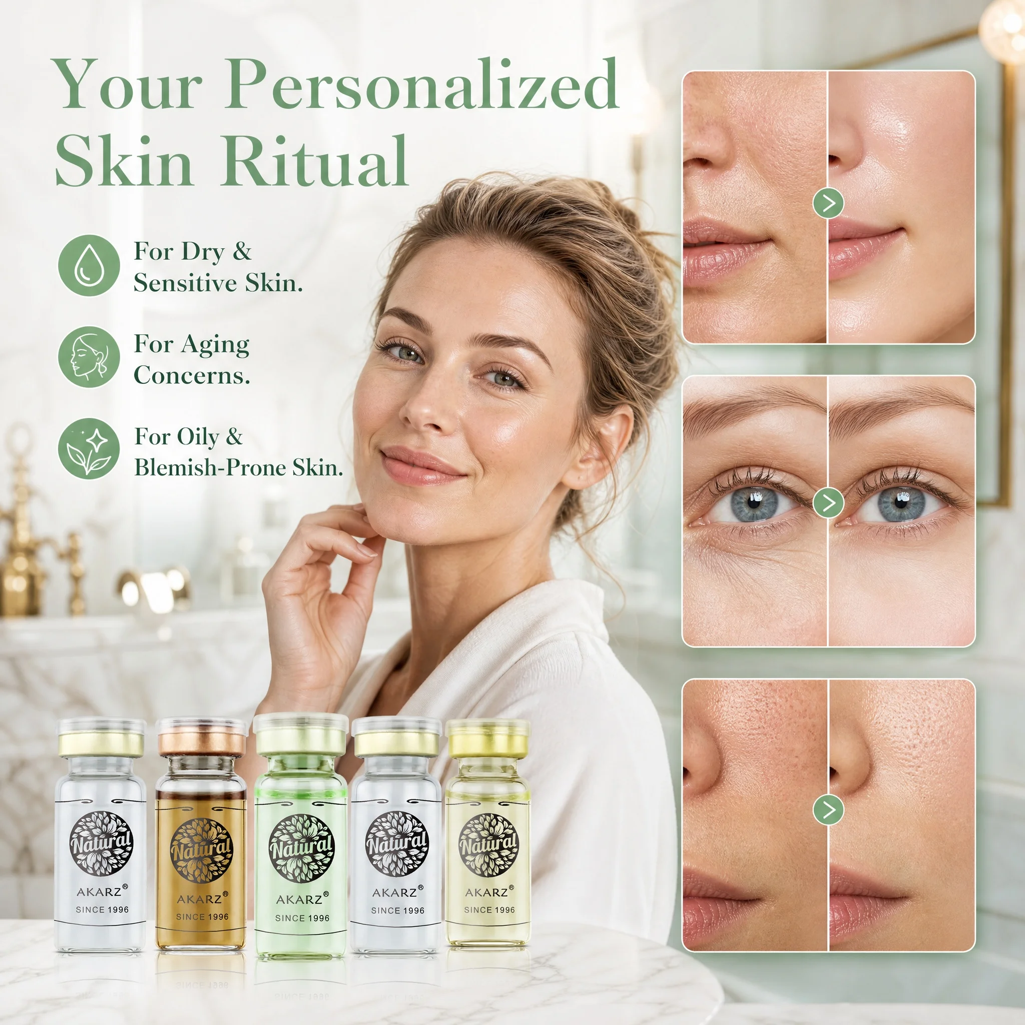 Anti-aging Sets Super AKARZ  Hyaluronic acid+Collagen+placenta+vitamin c serum+arbutin serum face 10ml*5