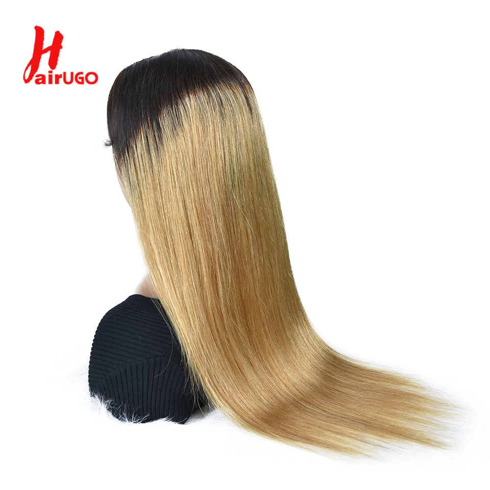 HairUGo T1B/27 Straight Lace Front Human Hair Wigs Colored 13x4 Lace Front Wigs For Women Preplucked Remy 4x4 Lace Closure Wigs