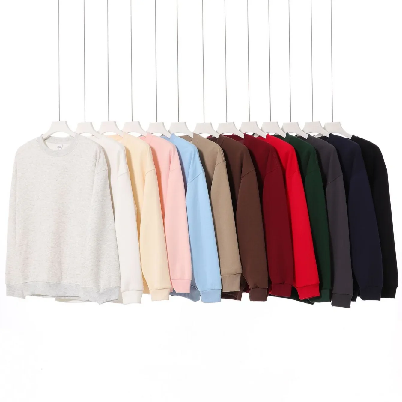 DIY Custom Logo Mens Sweatshirt High-quality Spring Unisex Solid Color Round Neck Cotton Large Size Loose Pullover Men Clothing