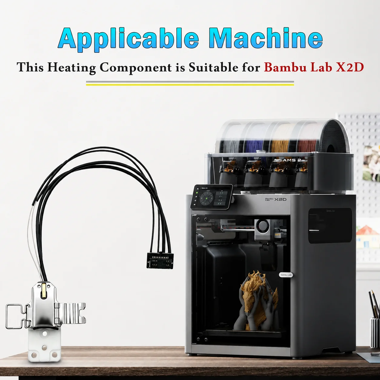 Upgraded Hotend Heating Assembly For Bambu Lab X2D P2S A1 A1mini Heating Component Heater Cartridge Thermistor 3D Printer Parts