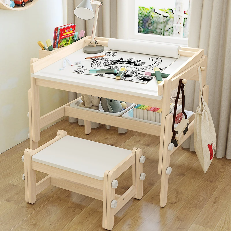 Scrivania-Bureau d\'École à Angle Réglable, Tables d\'Étude pour Enfants, Meubles pour Enfants, Petite Chambre d\'Étudiant, Garçon LT