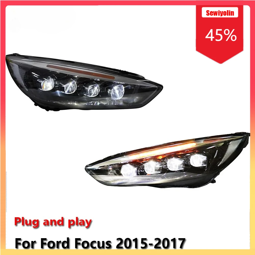 

Car LED Headlight Automobile PartsFor Ford Focus 2015-2017 Fog DRL Brake Turn Signal Lamp Plug and Play