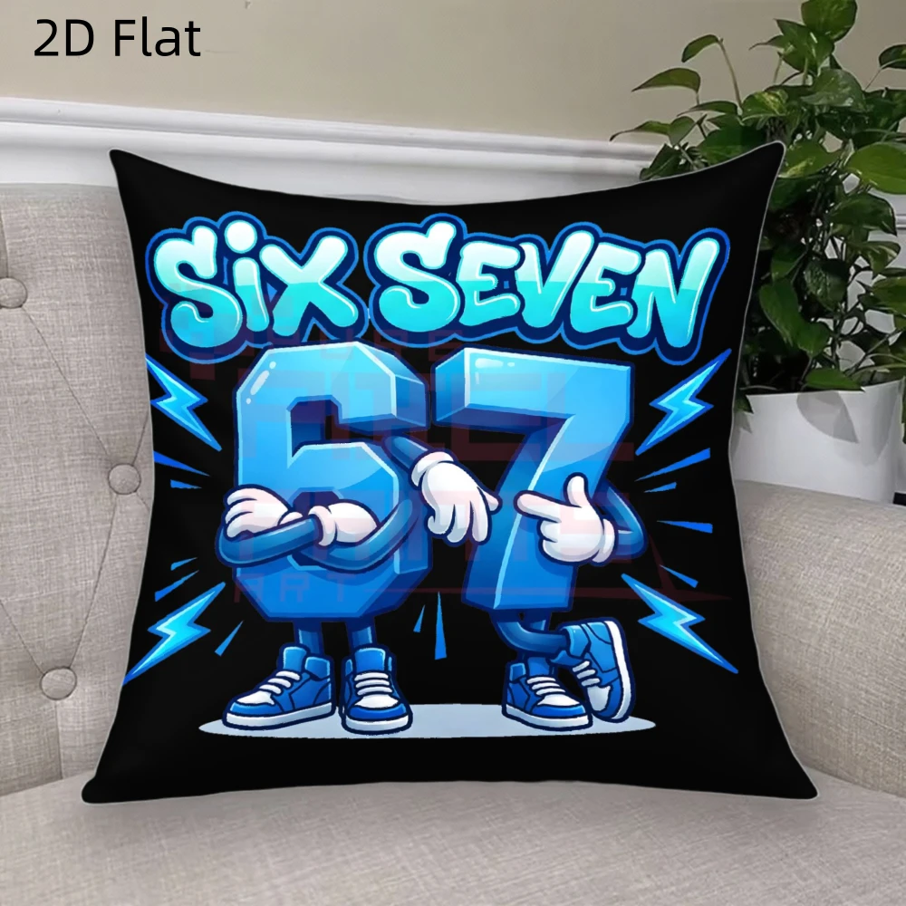 1PC Cartoon Number “67” Anthropomorphic Pillow Cover, Trendy Style Decor for Bedroom & Sofa (Pillow Not Included)