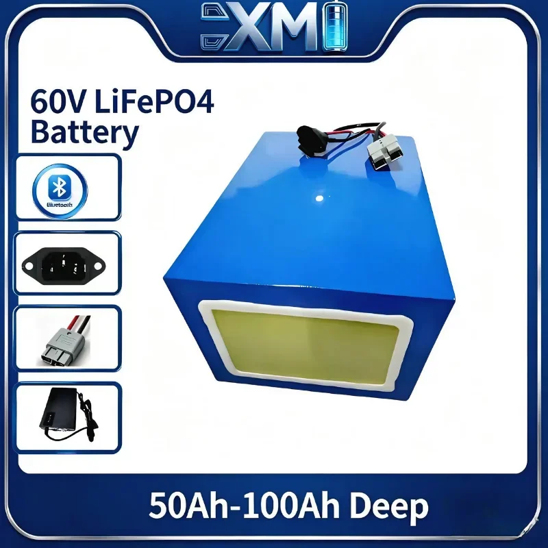 60V 40Ah-100Ah 20S LiFePO4 Battery, Deep Cycle Lithium Iron Phosphate Battery for Golf Cart, Tractor, Electric Vehicle