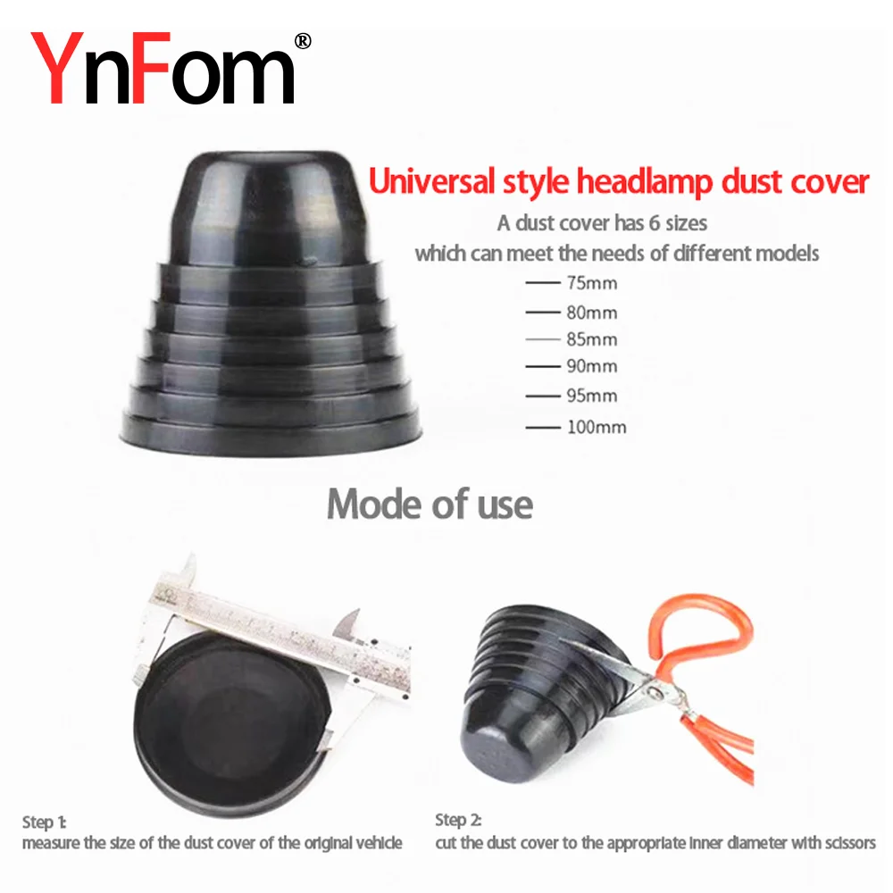 YnFom Automobile Headlamp Can Be Cropped Universal Dust Cover,Suitable For All Car,LED Bulb,Car Accessories