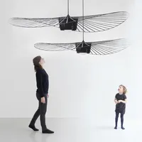 2025 Nordic Vertigo Straw Hat Pendant Lights French Fabric For Restaurant Artistic And Creative Living Room Bedroom Hoom Decor L