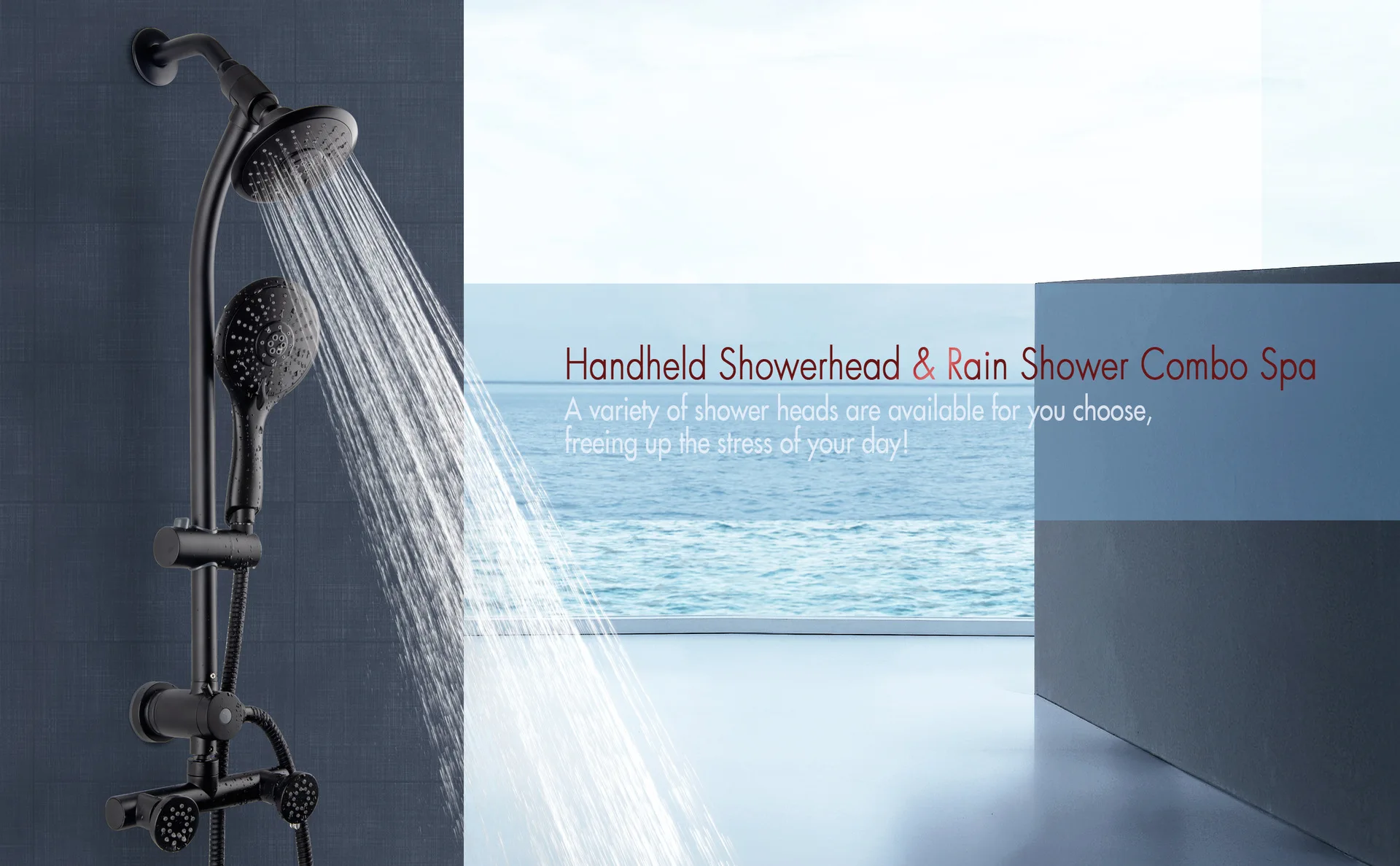 Luxury Newest Bathroom shower head Complete set Hot sale Black Shower spray set Fashion modern Shower set Multi-mode spray