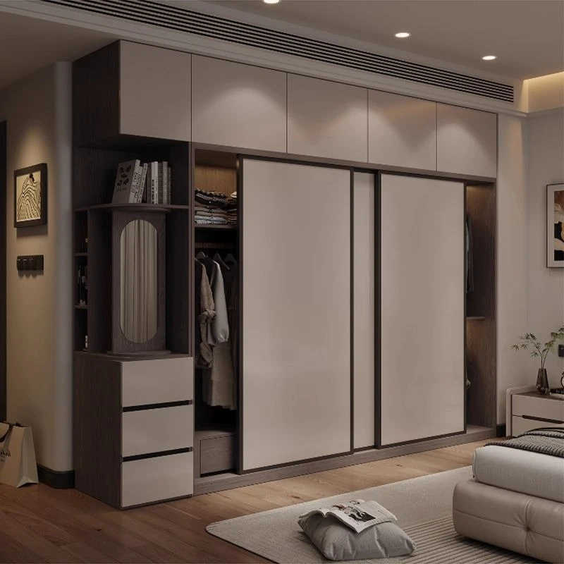 

sliding door household closet closet bedroom simple gray light luxury wardrobe high-end Storage armário para quarto Furniture