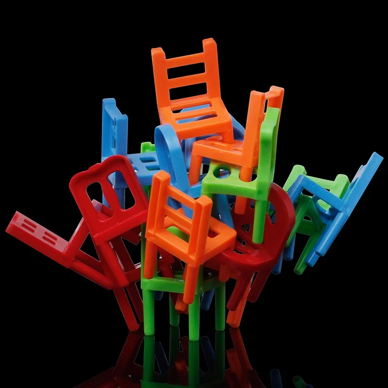 12 pcs Mini Plastic Assembly Blocks Stacking Chairs Chair Balance Blocks Toy Kids Educational Family Game Balancing Training Toy