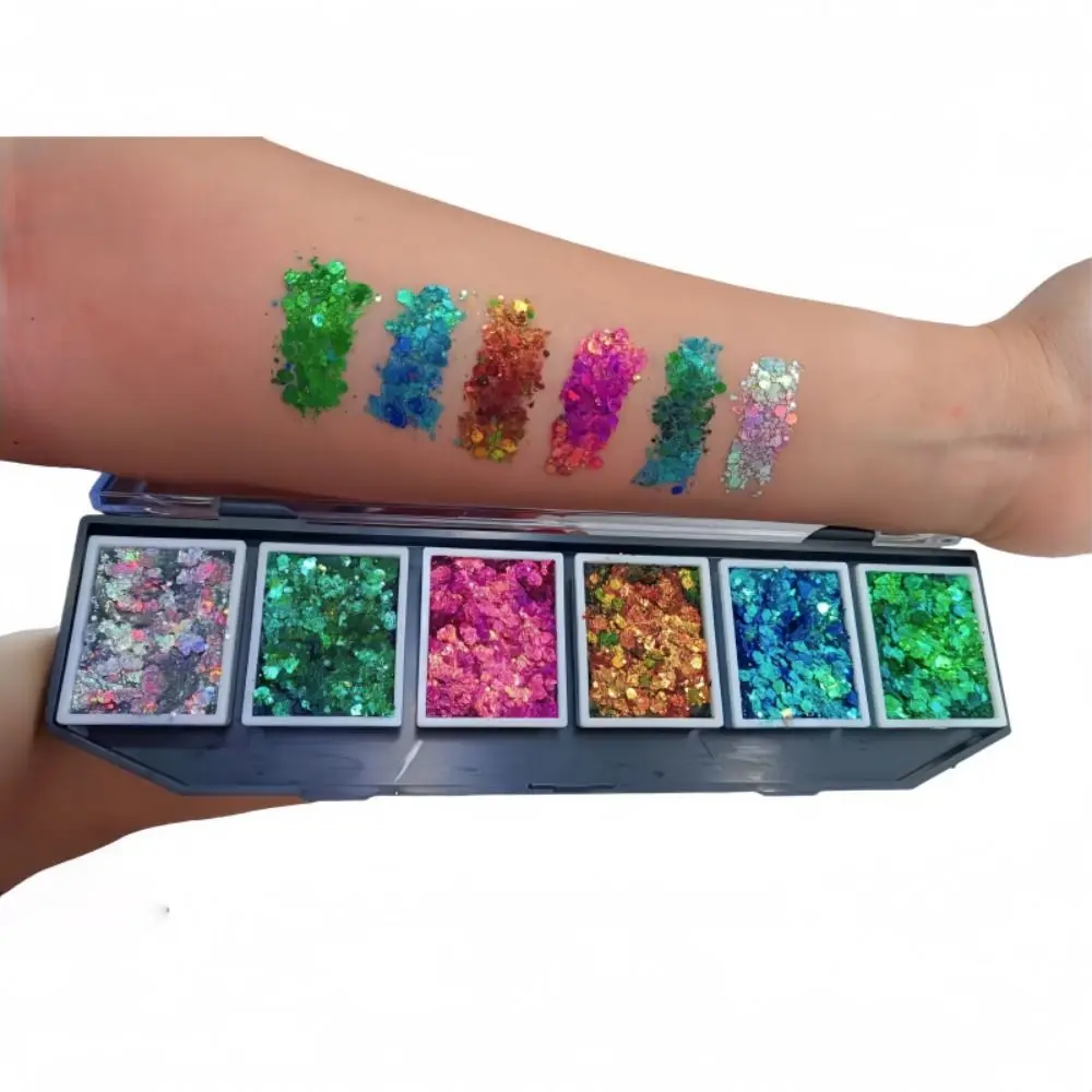Creative Gift Lightweight Glitter Palette Quick Drying Removable Pans Face Glitter Multicolor Long Lasting Self Adhesive