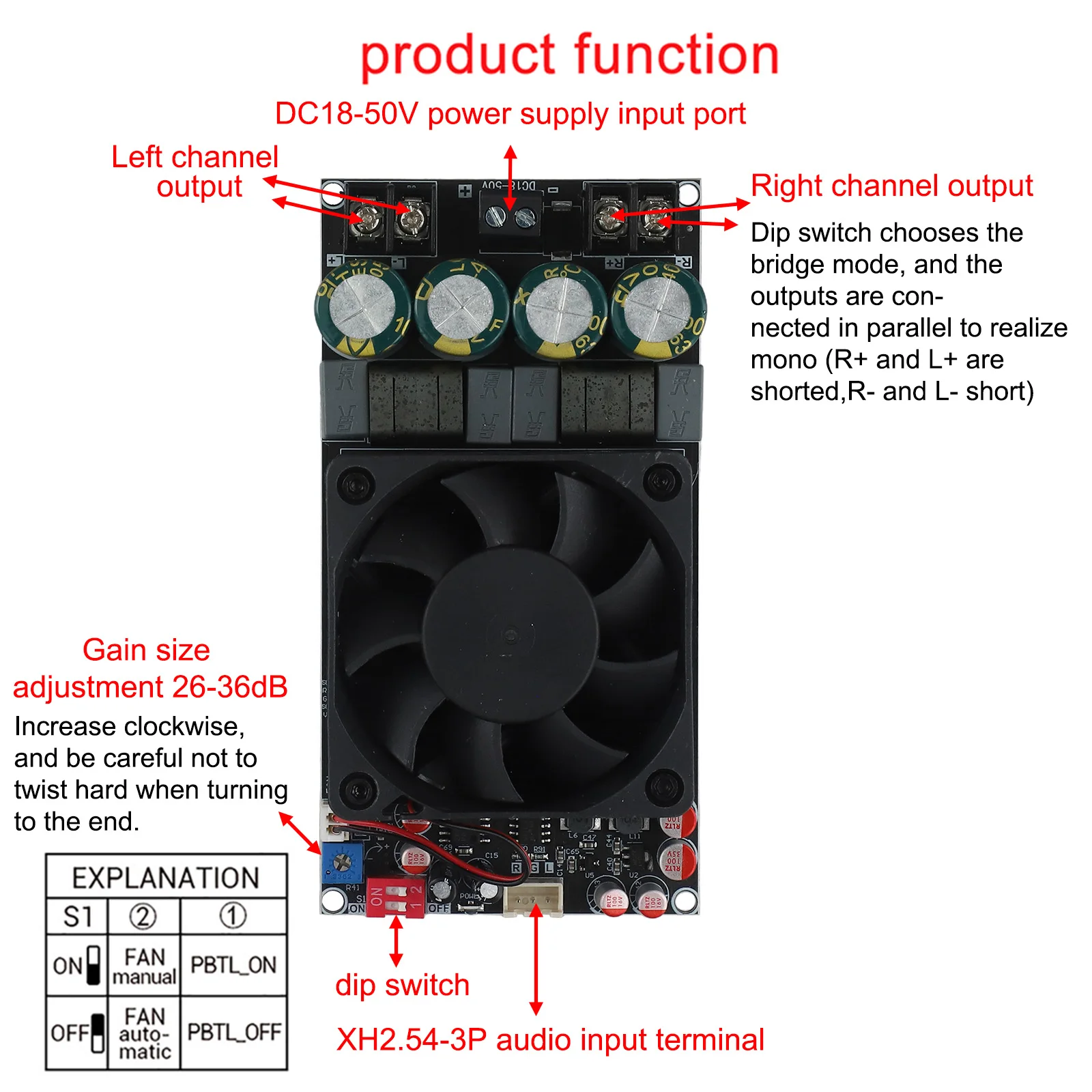 TPA3255 Chip Megaphone 300W Dual Channel Megaphone 300W + 300W Dual-channel Output Advanced TPA3255 Chip For Audiophiles