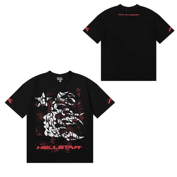 تي شيرت Hell Star Thorn للرجال والنساء ort Sve تي شيرت صيفي مطبوع بنمط هندسي فضفاض مناسب مستدير Ne Cotton High Street Sle #4