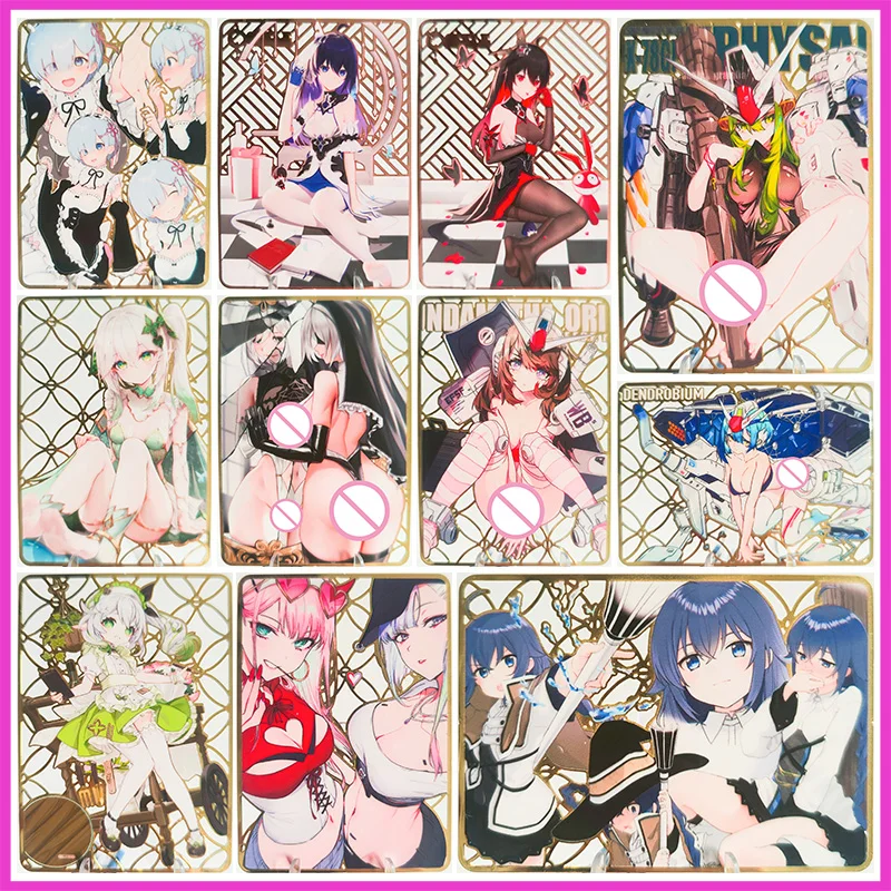 

Аниме История Богини DIY ACG Игрушки для мальчика Rem Lacus Nahida Roxy Seele Lacus Clyne Металлическая преломление Коллекционная карта Подарок на день рождения