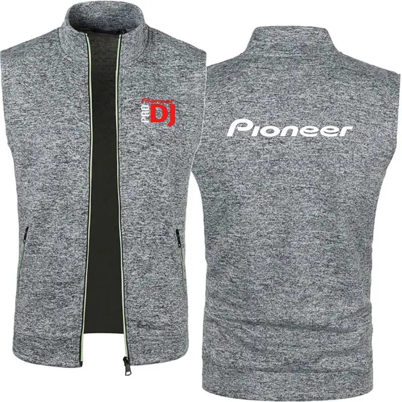 Men's Waistcoat Fleece Tank DJ Pioneer PRO Men's Knitted Velvet Top Zipper Vest Sleeveless High Neck Fleece Jacket Men Wear - Image 7