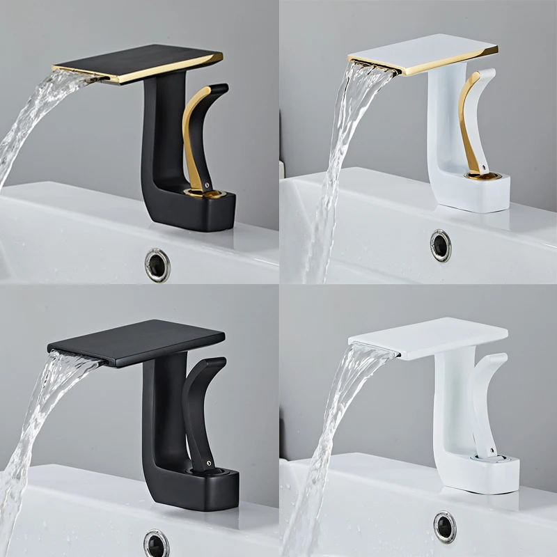 White/Black Basin Faucets Bath  Sink Mixer Taps Bathroom Brass  Square Vessel Faucet  Cold Hot Water  Tap