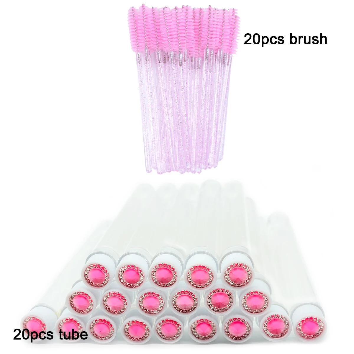 20 個ダイヤモンド眉毛ブラシチューブ使い捨てまつげブラシ再利用可能なクリスタルまつげブラシ交換可能な防塵メイクアップセット