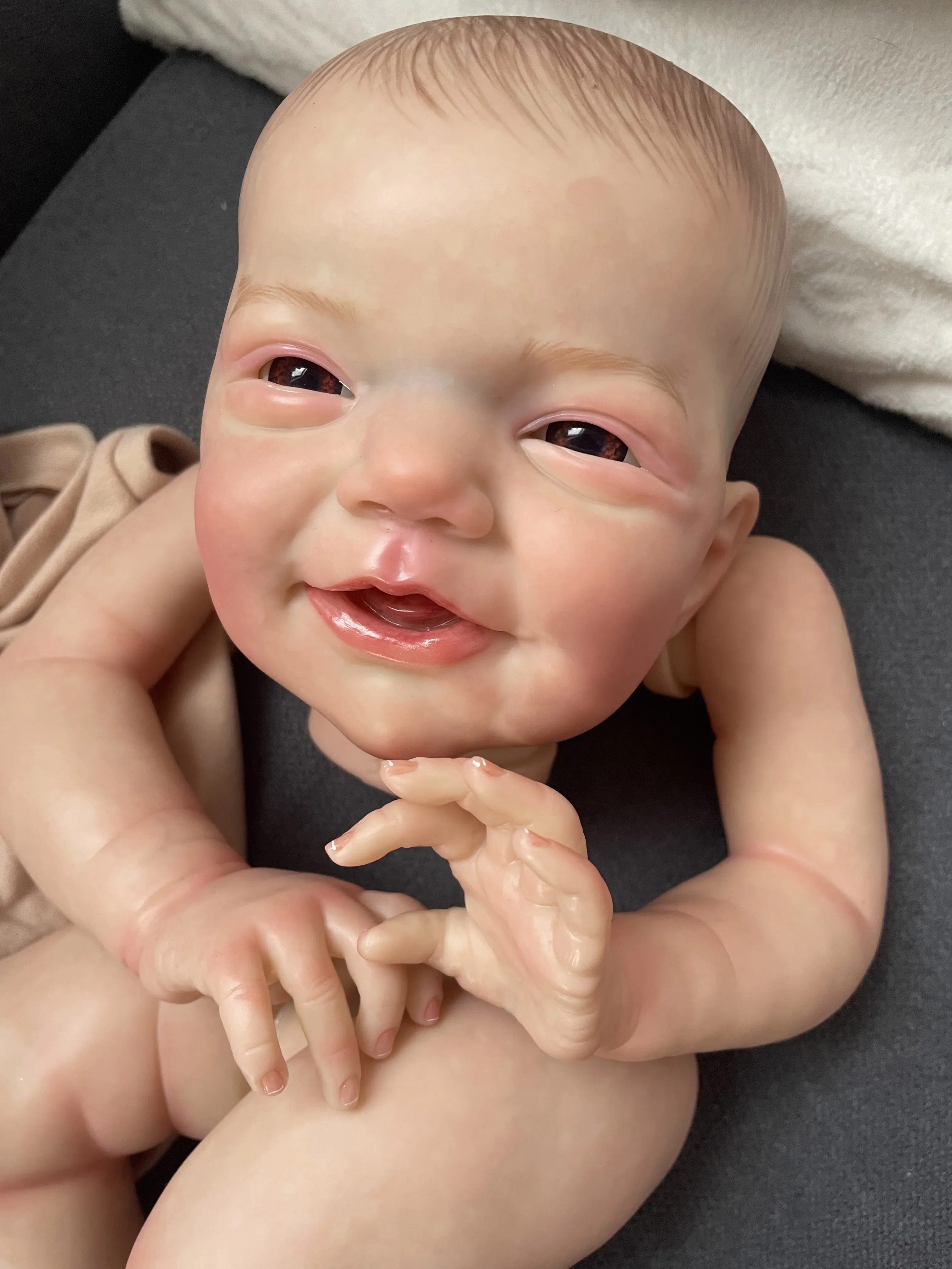 19‘’ Charlie Lifelike Reborn Doll Kits Multiple Layers Painting Doll Parts With Visible Veins Hand-draw Hair