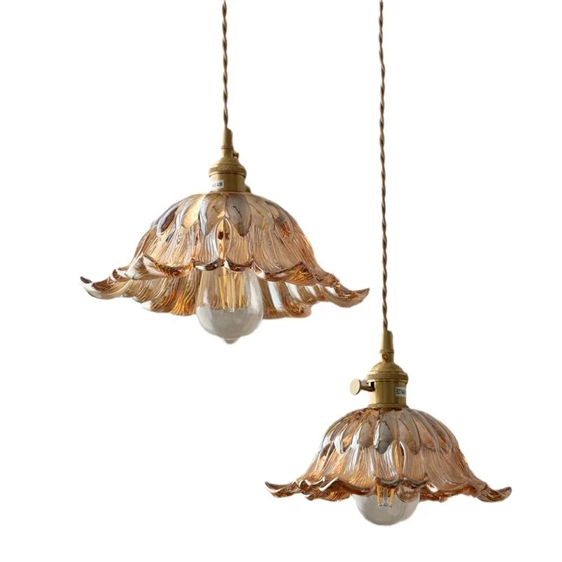Nordic Moderne LED Bloemen Hanglampen Koffie Woonkamer Balkon Groen Glazen Knop Schakelaar Hanglamp Armaturen Luminaira - afbeelding 2