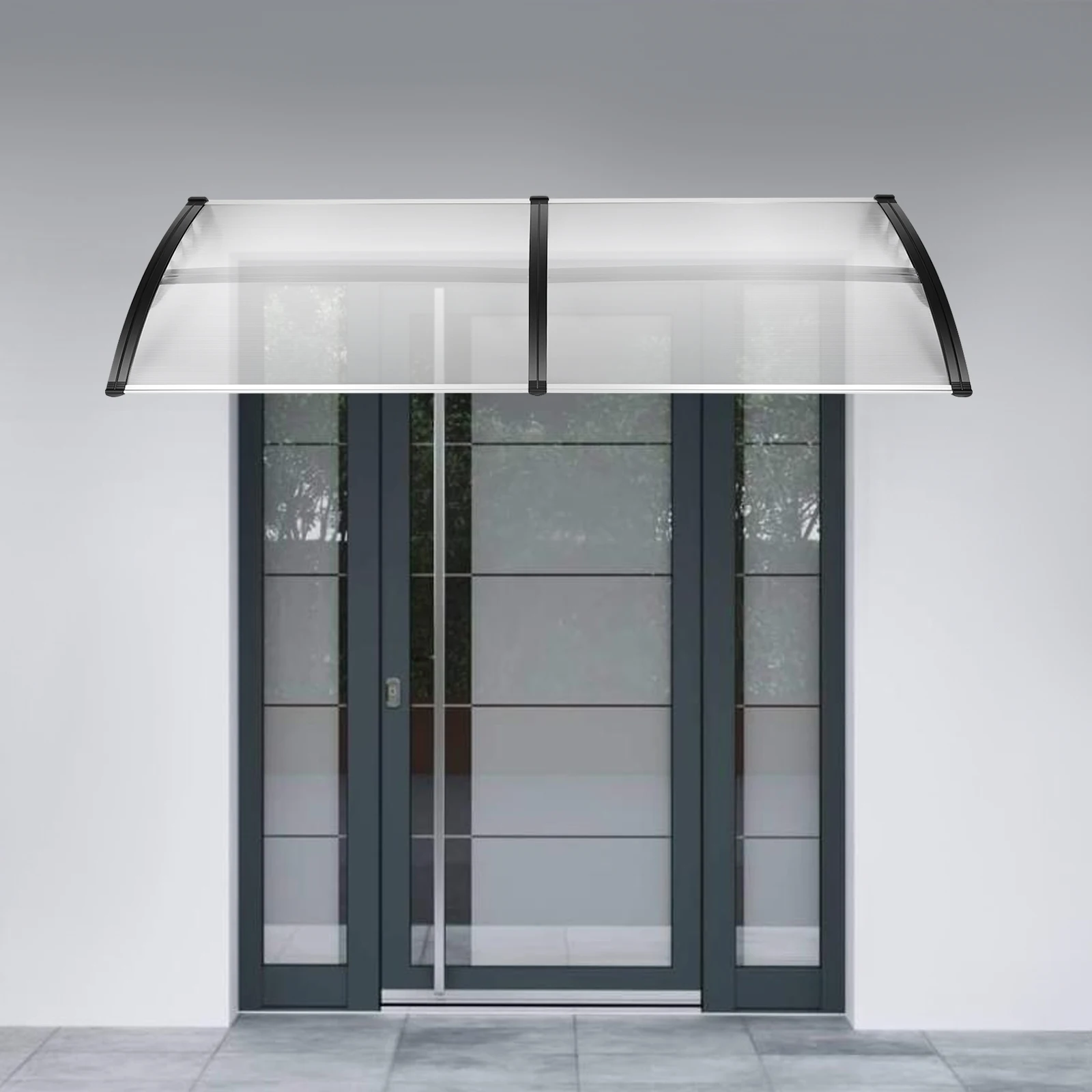 Außentürmarkise Transparent 90x200cm, PC Anti-UV-Überdachung für Fenster und Terrasse, Regen-, Schnee- und Hagelschutz Bogenabdeckung für Haustür und Terrasse – Detail 1