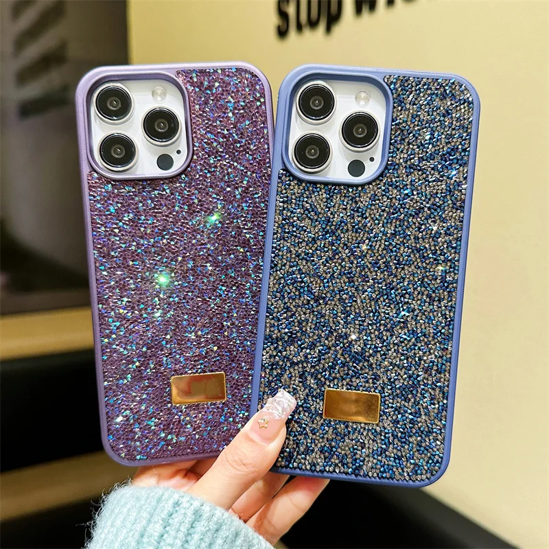 

Luxury Diamond Phone Case For iPhone 15 14 Plus 16 Pro 13 12 11 Pro Max The Shiny Diamond Shockproof Back Cover Protective Shell