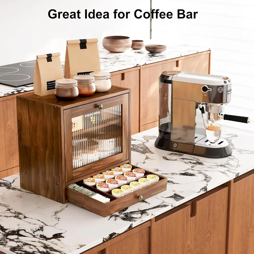 Large Capacity Wooden Bread Box for Kitchen Countertop with Ventilation Holes, Adjustable Shelf, Vintage Farmhouse Design, Keeps Bread Fresh Longer, Retro Brown - view 4