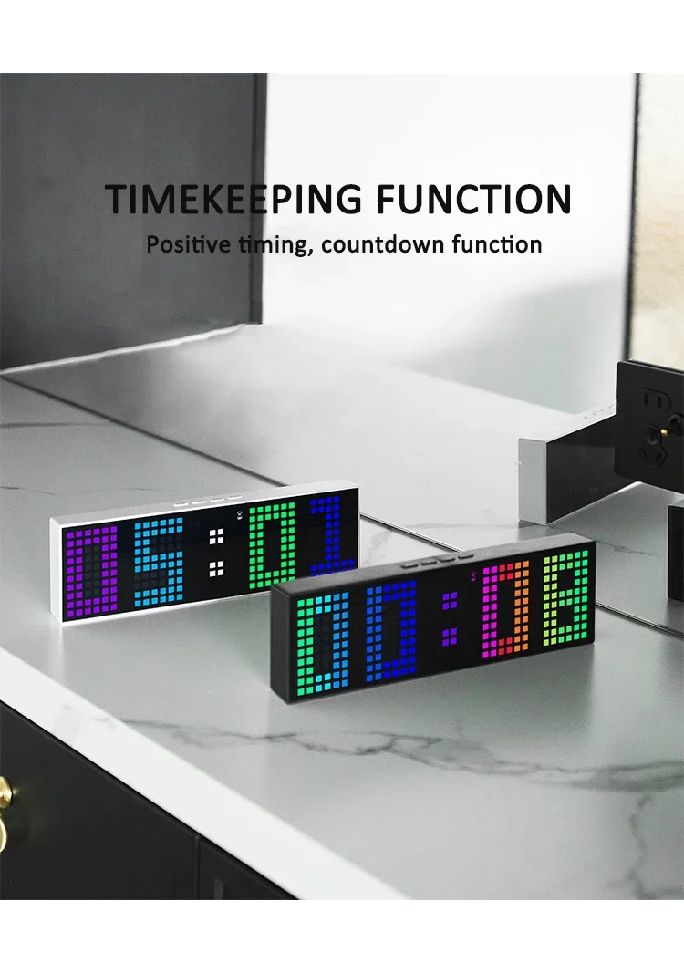 Smart Rgb Led Alarm Clock With Voice Control & Auto Wake-up Matrix Digital Desk Clock With Date/timerwall-mountable Design
