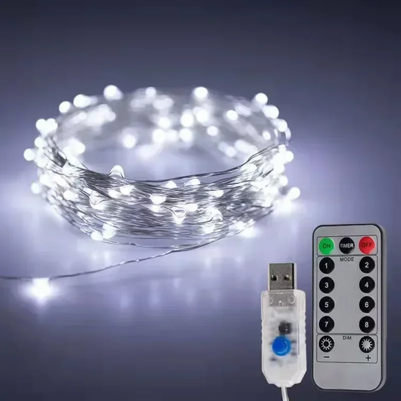 USB LED Christmas String Light 5M/10M/20M/30M Remote Control 8 Modes Fairy Garland for Wedding Holiday Party Decor New Year