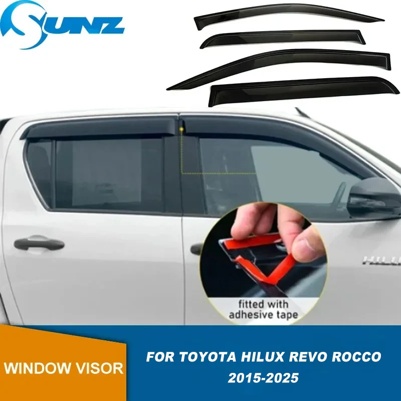 Window Rain Guard For Toyota Hilux Revo Rocco 2015 2016 2017 2018 2019 2020 2021 2022 2023 2024 2025 Sun Visor Weather Shield