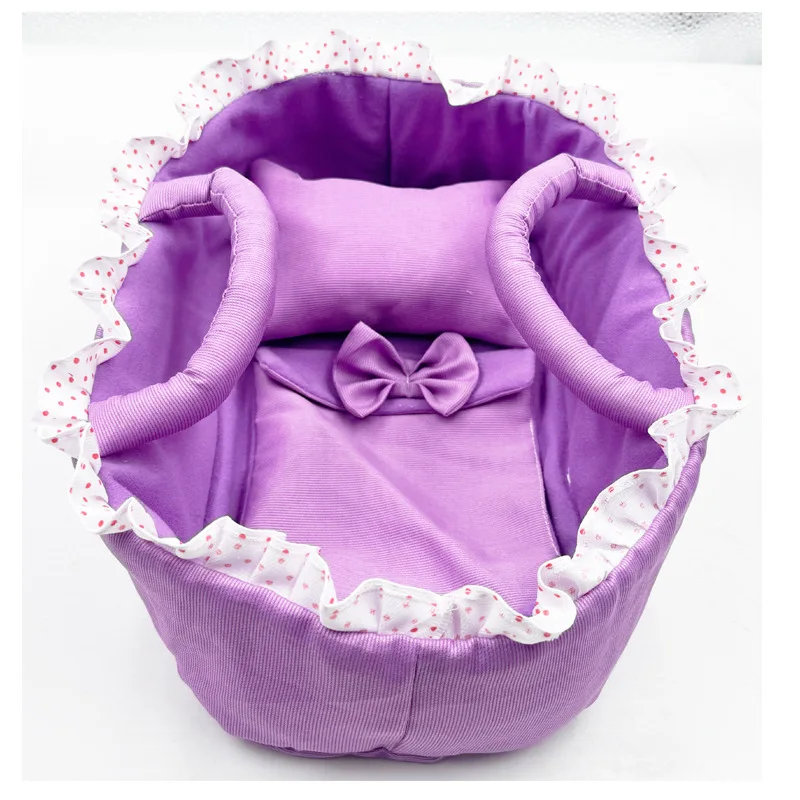 35cm Reborn Doll Bassinet with Pillow，Portable Doll Bed for Kids' Pretend Play