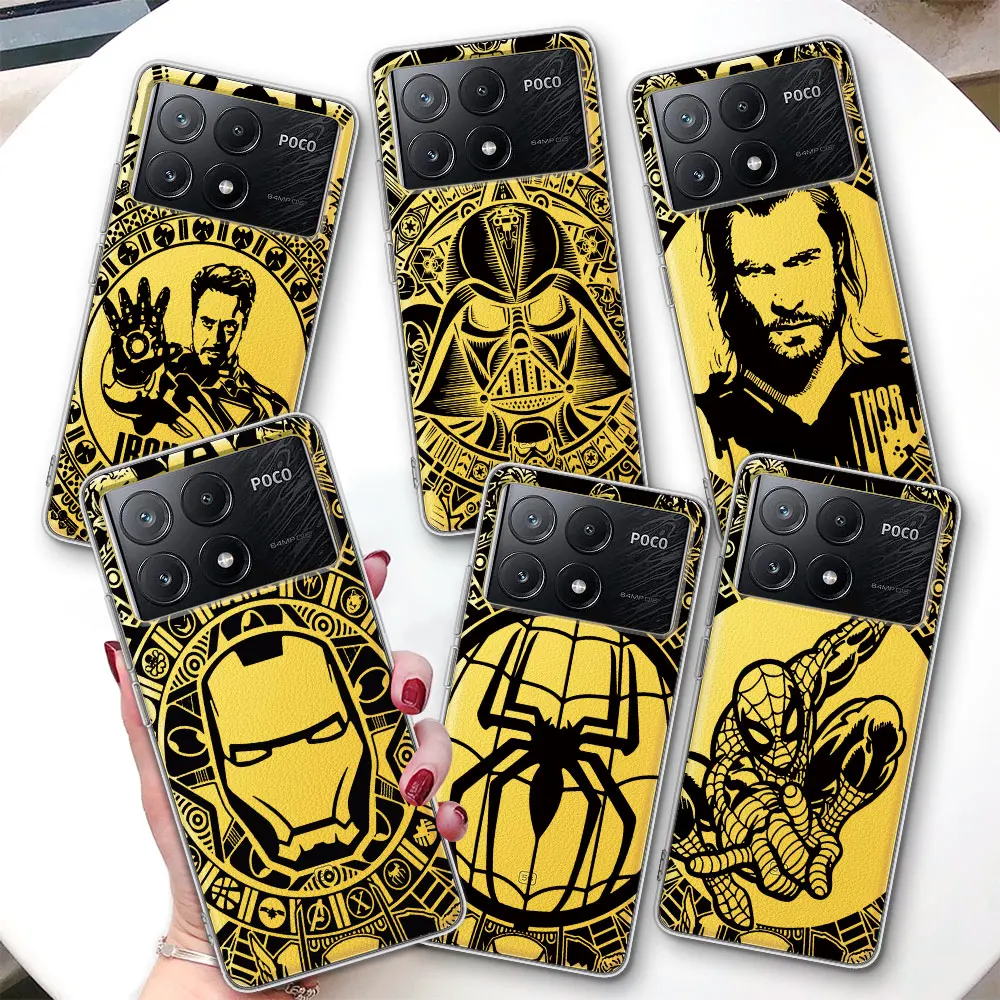 Marvel Iron Man Sqiderman Case for Xiaomi Poco F4 F5 M3 M4 M5 M5s X3 GT X4 NFC X5 X6 Pocophone F1 F2 Pro F3 TPU Soft Phone Cover