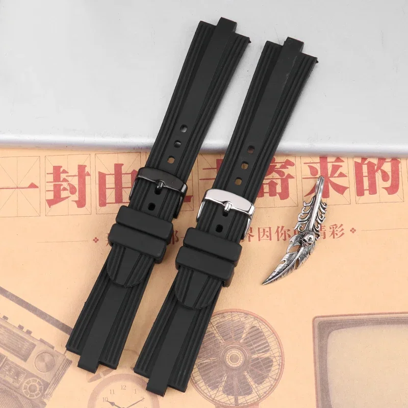 Silicone Rubber Watch Strap For Bulgari DIAGONO Series black waterproof Bracelet accessories 22 * 7mm Convex watch band