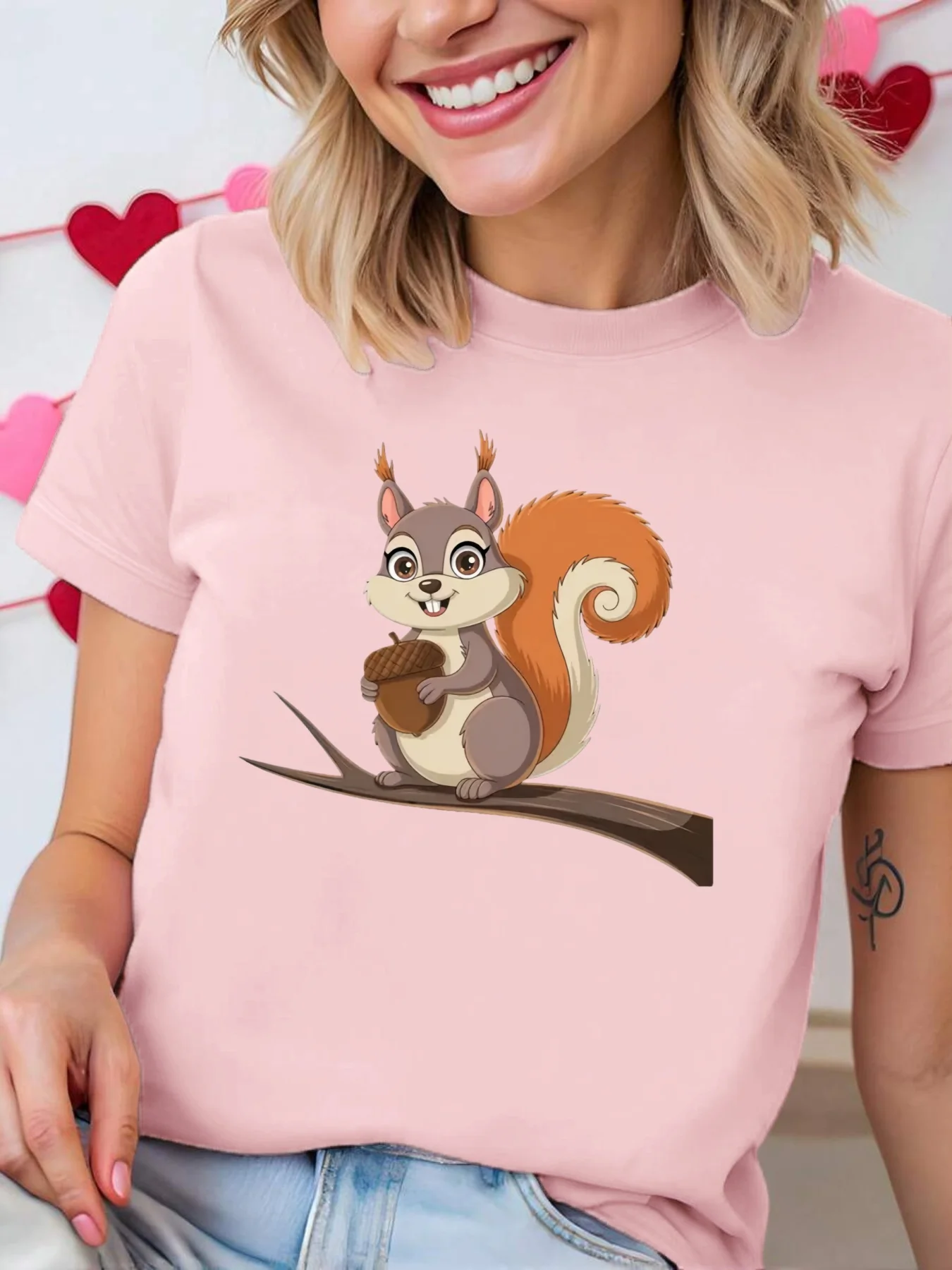 Cute brown squirrel pattern fashion design, women's top, holiday outfit pretending