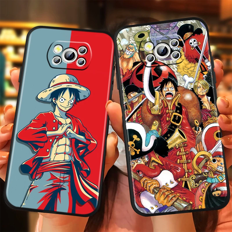 Hot One Piece Anime Luffy For Xiaomi Mi Poco F5 F4 F3 X6 X5 X4 X3 M6 M5 M5S M4 M3 C65 Pro GT NFC 5G Black TPU Phone Case