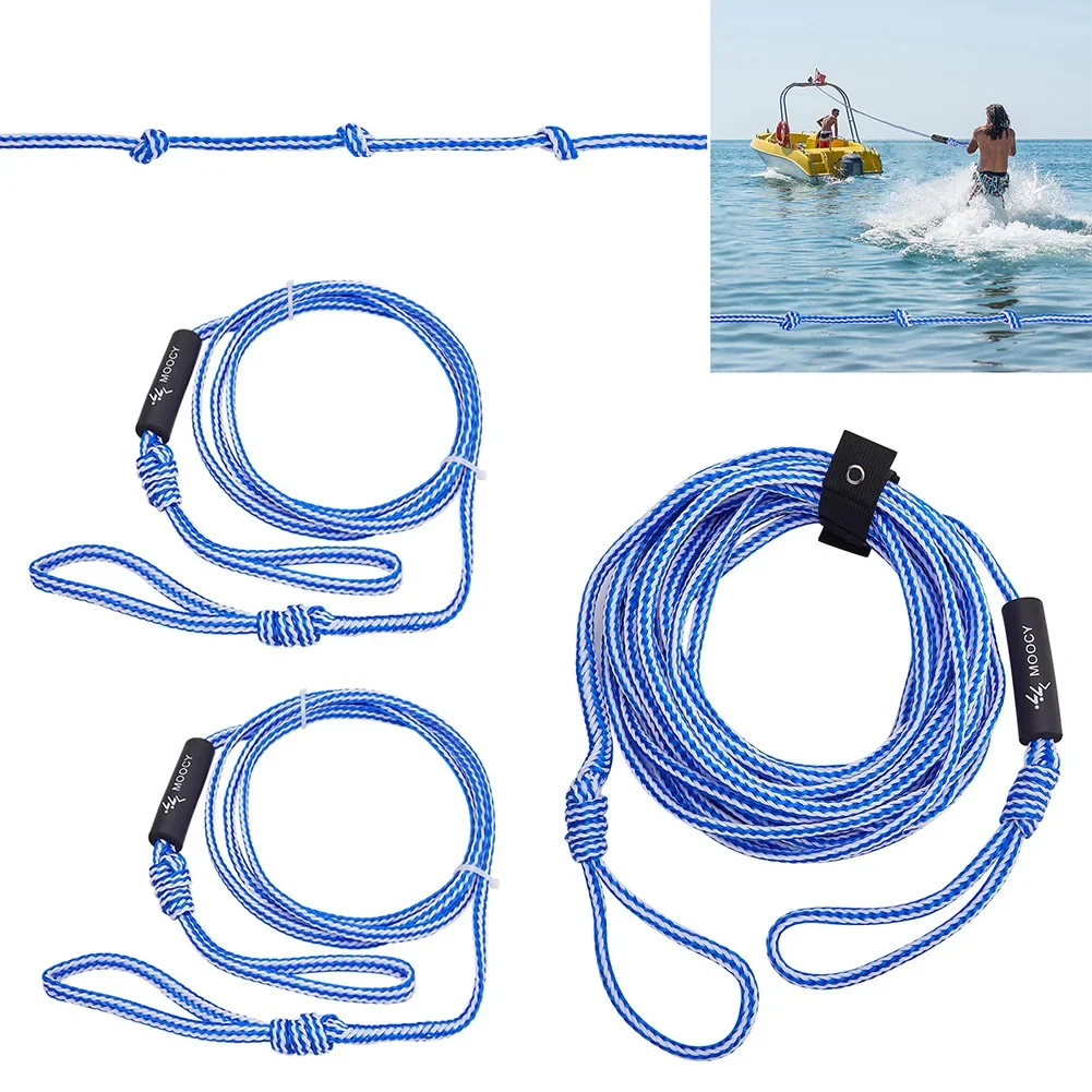 Tubo de barco corda rebocável portátil corda de reboque de esqui aquático comprimento ajustável com corda keeper surf acessórios de esportes aquáticos