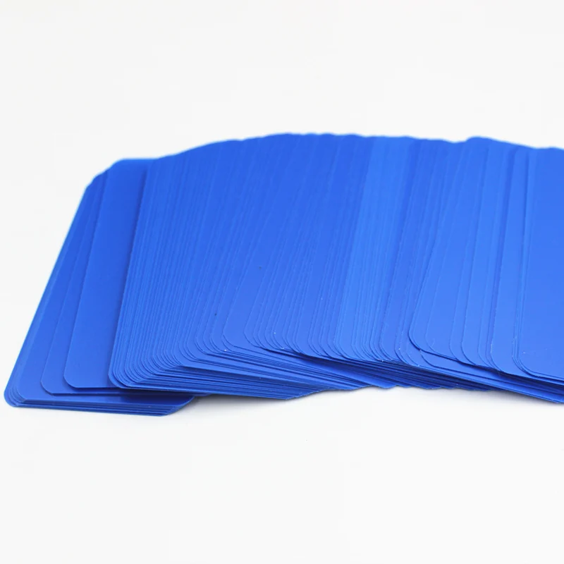 50 Stück leere, matte, mehrfarbige PVC-Tags, Kunststoff, wasserdicht, zum Aufhängen von Karten, Kleidungsstücken, Schmuck, transparent, mit Loch, Etiketten, Display-Verpackung – Detail 6