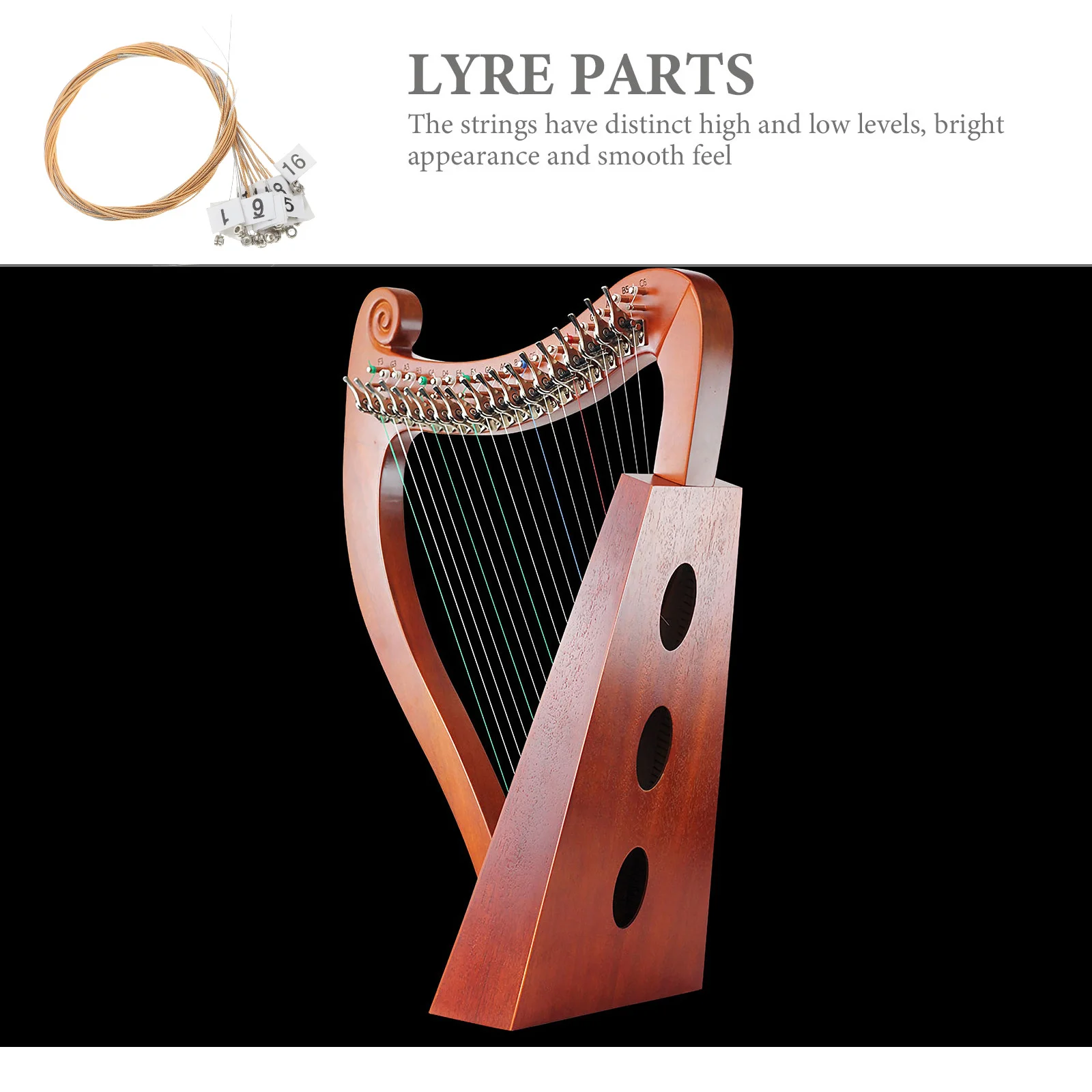 

1Set Lyre Harp String Set Steel Brass Stable Tone Durable Craftsmanship Not Easy Break Musician Parts Lyre Harp String