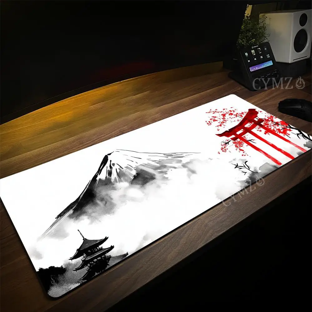 

Fuji Mountain and Torii Pattern Design Mouse Pad Desk Mat with Stitched Edge pc accessories Gaming mats 30X80CM mousepads
