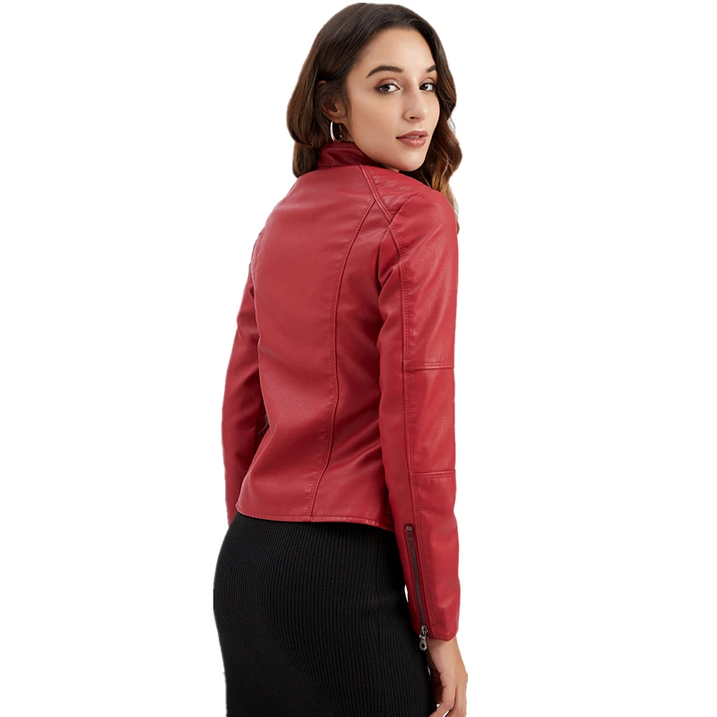 Chaqueta de cuero Gules para mujer, abrigo de motociclista a la moda, Tops negros, morados y marrones, S-XXXXL