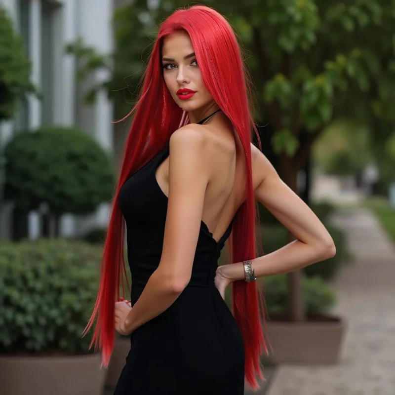 باروكة أنمي طويلة للديكور، شعر مستعار طويل مستقيم بنصف ونصف شعر مستعار أحمر ورمادي طويل