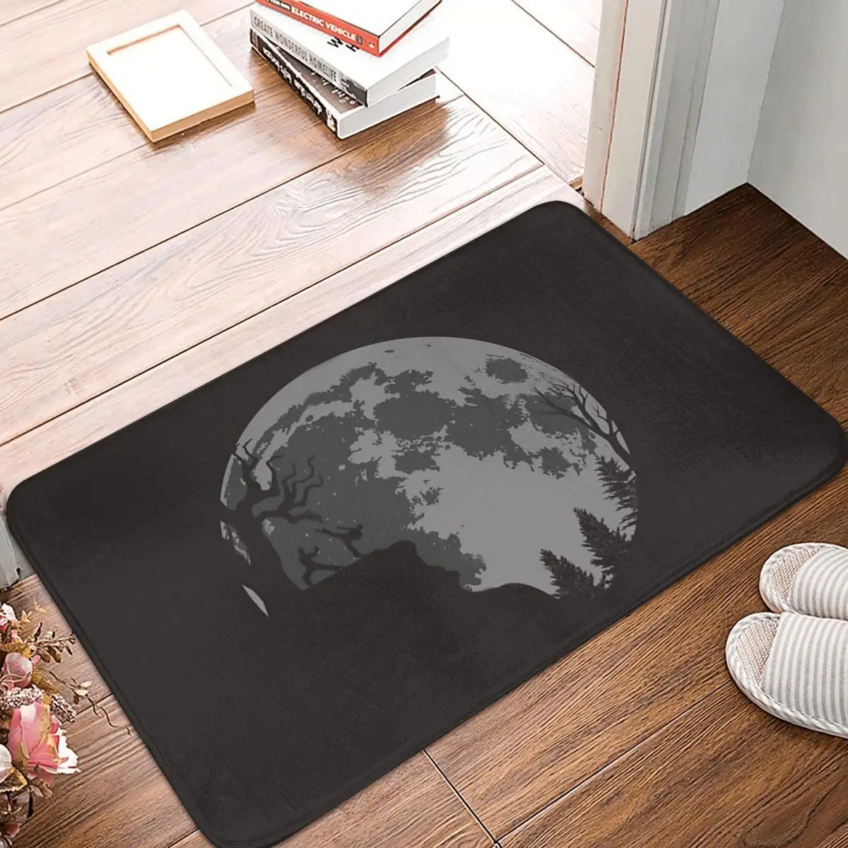 Taekwondo Bathroom Mat Taekwondo Fighter Moon Silhouette Doormat Kitchen Carpet Entrance Door Rug Home Decoration