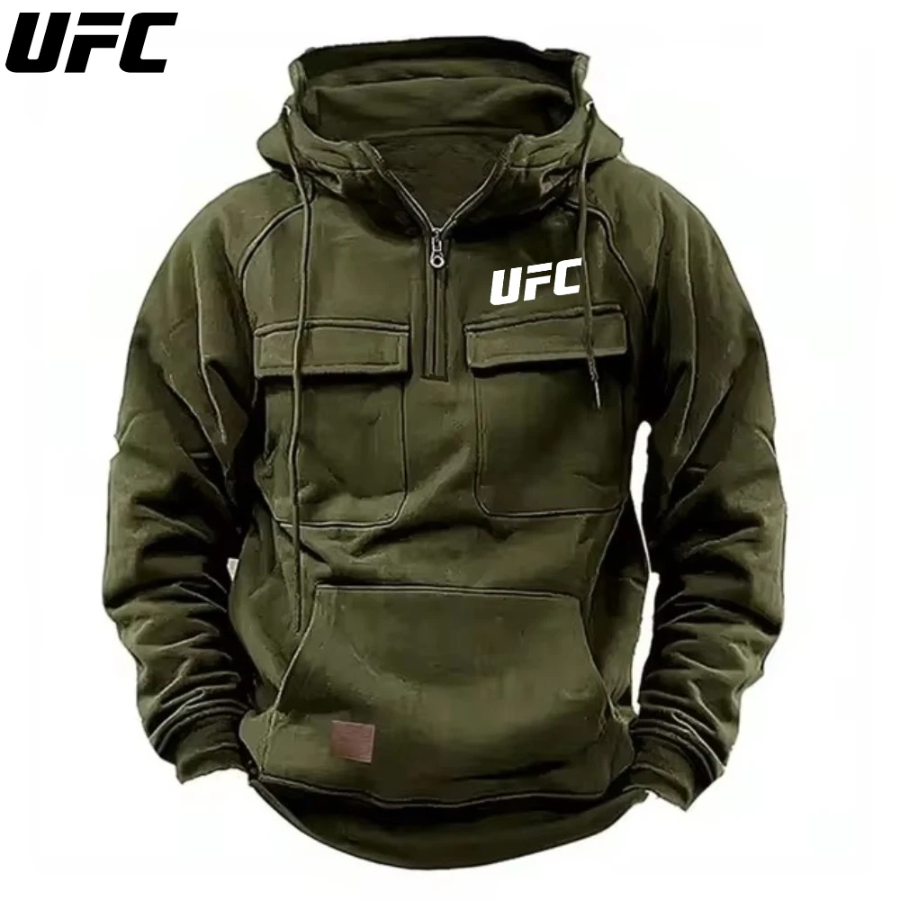 UFC الرجال مقنعين البلوز بلون الرجل قوي متعدد جيب البلوز الخريف والشتاء نمط عارضة الراقية البلوز #3