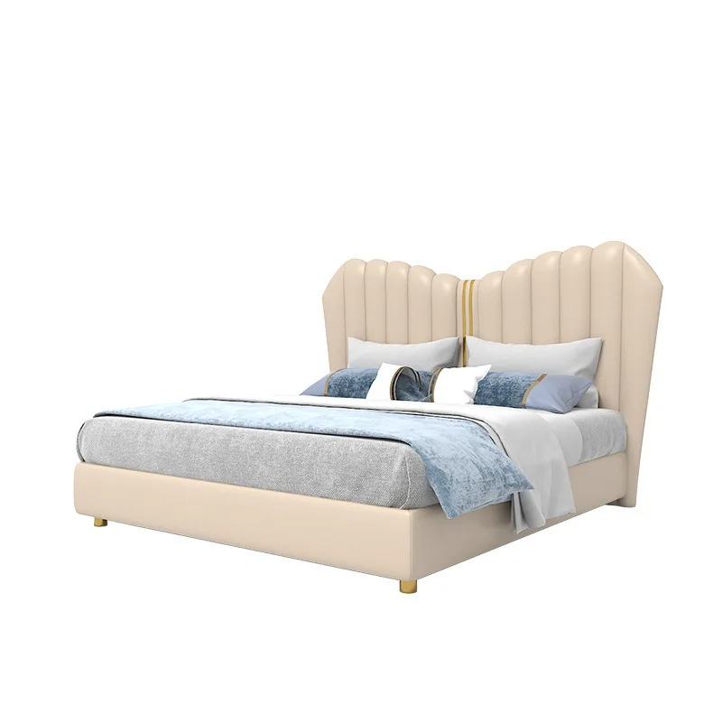 

Postmodern light luxury leather bed, American simplicity, Italian master bedroom double bed