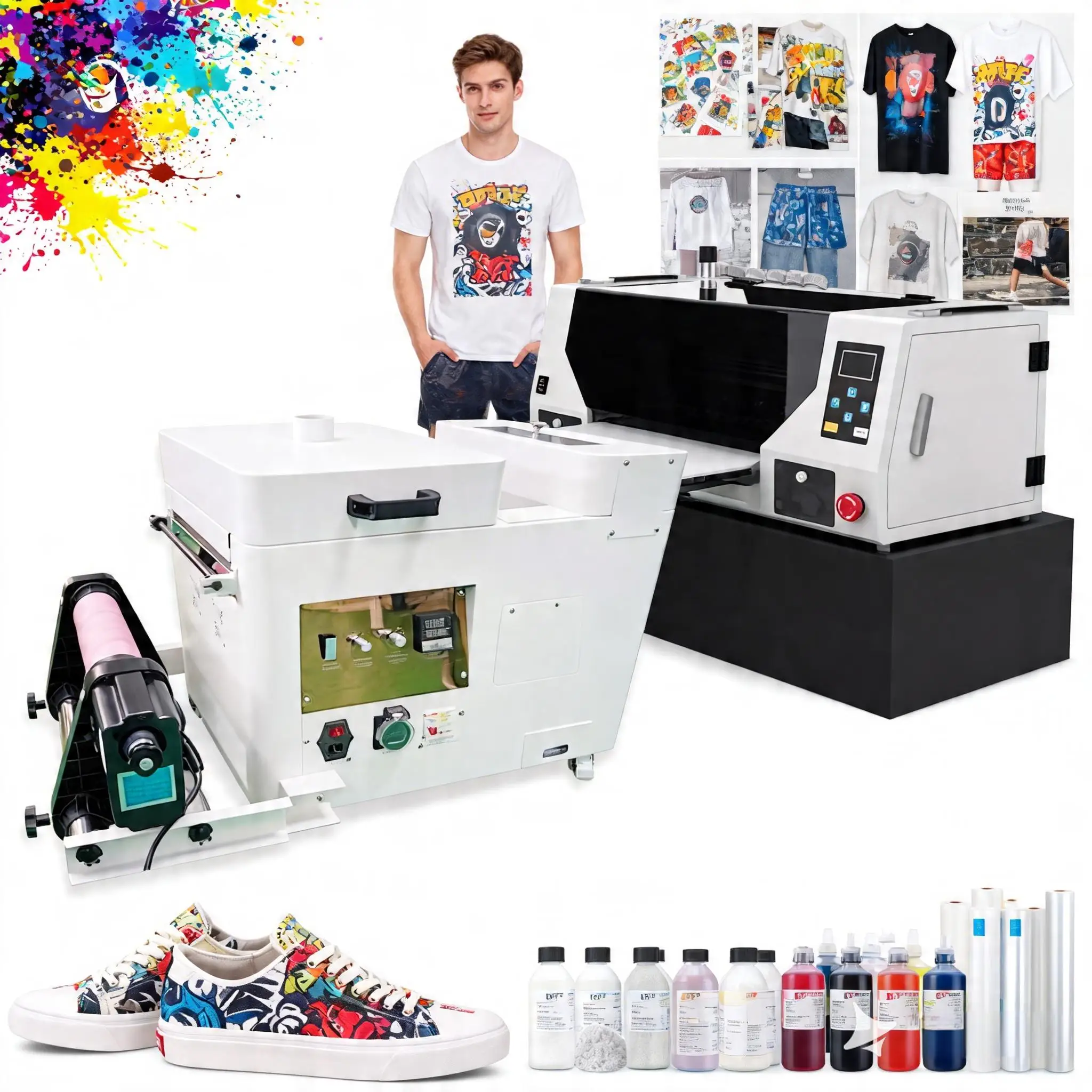 MTColorPrint Factory A3 33cm DTF Printer Dual XP600 Head Professional Heat Transfer Textile T-shirt Printing Machine