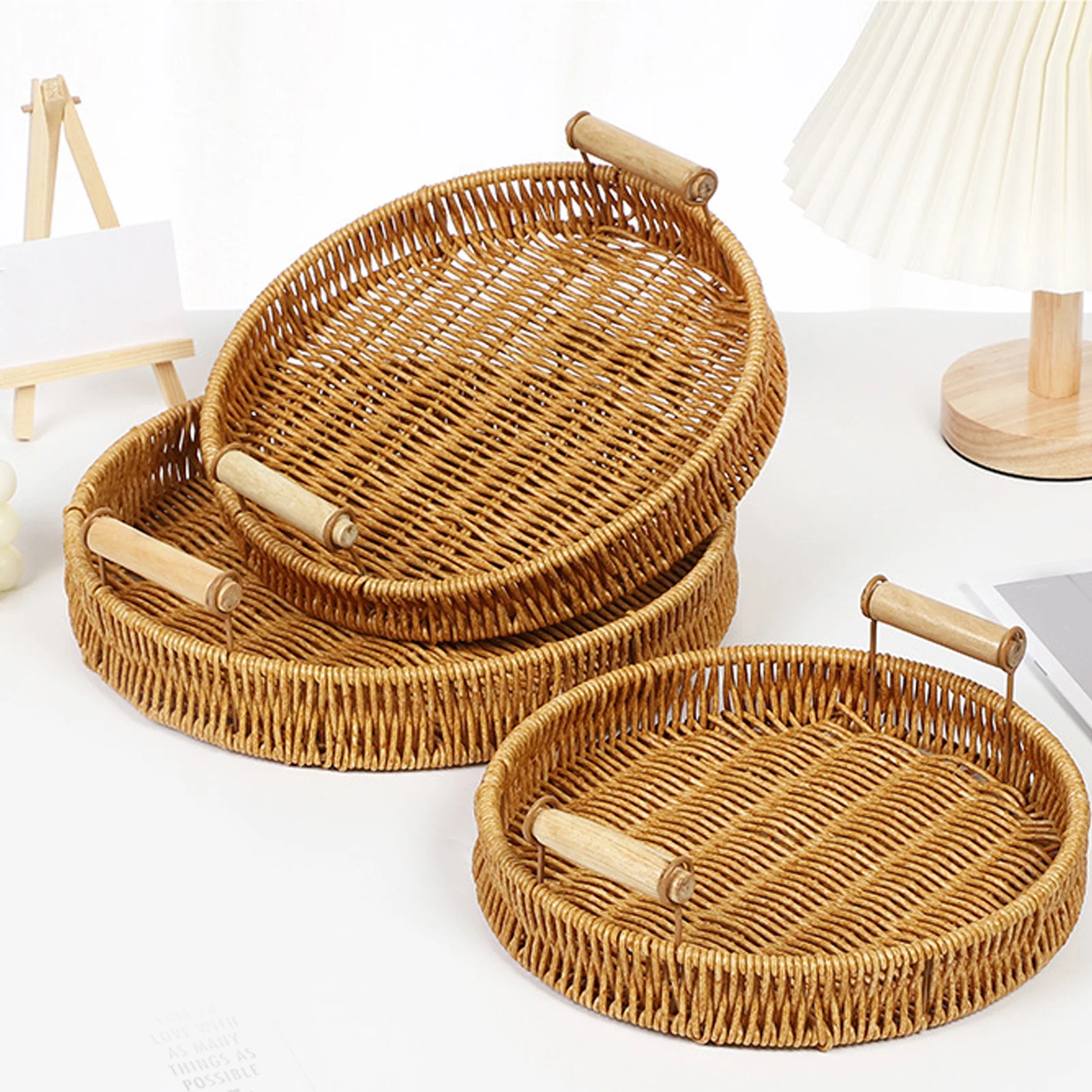 صينية تقديم منسوجة يابانية مزخرفة متعددة الأغراض وسهلة التنظيف مع مقابض مزدوجة للمطعم #1