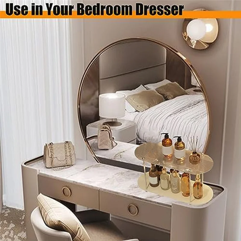 

2-Tier Bathroom Tray, Makeup Shelf Countertop Organizer, Bathroom Shelf Organizer, Cosmetics, Skin Care, Perfume Holders Durable